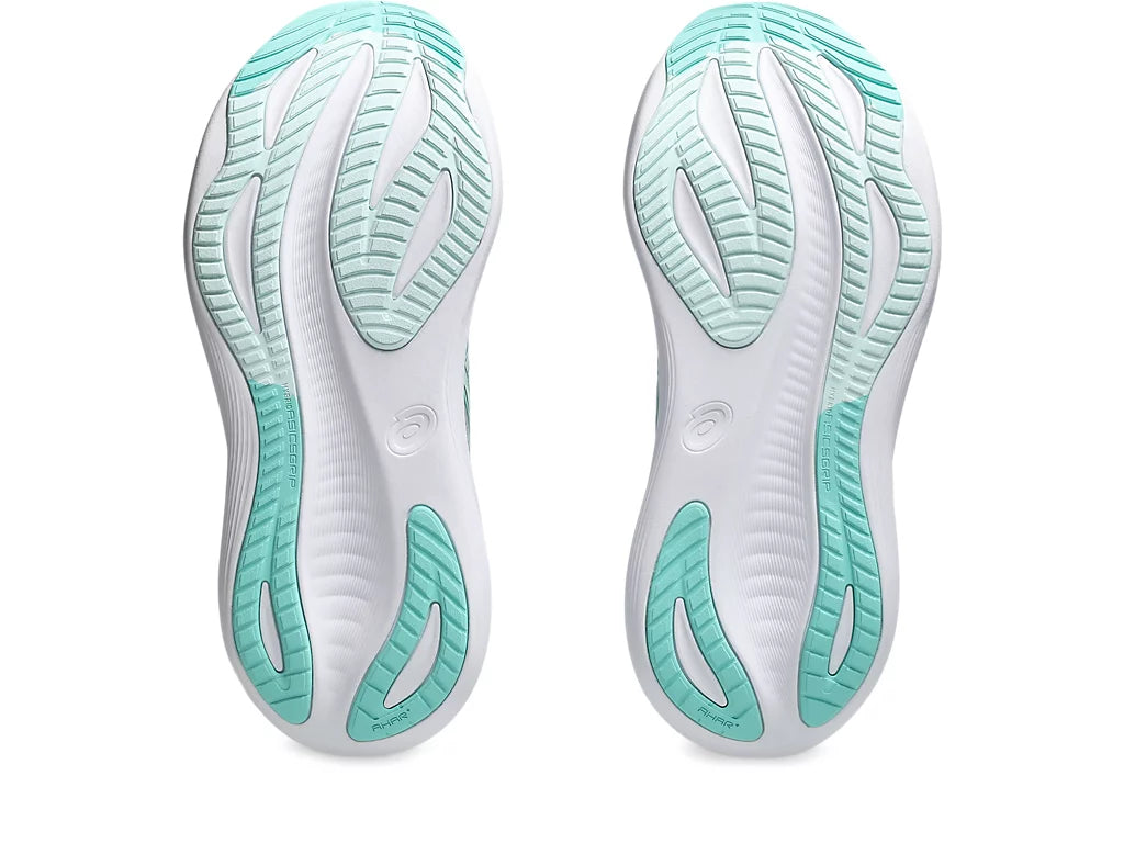 Womens ASICS Gel Nimbus 27 Wide - Piedmont Grey/Illuminate Mint